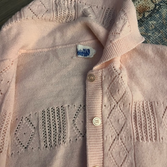 VINTAGE wintuk light pink button up cardigan, size small, 100% rayon - Picture 2 of 4